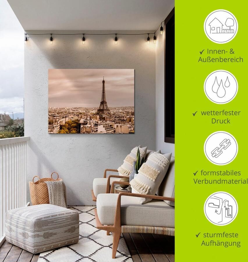 Artland Artprint Parijs Eiffeltoren I als artprint van aluminium artprint op linnen muursticker verschillende maten - Foto 3