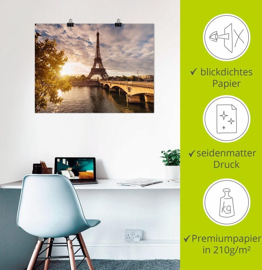 Artland Artprint Parijs Eiffeltoren II als artprint op linnen poster muursticker in verschillende maten - Foto 2