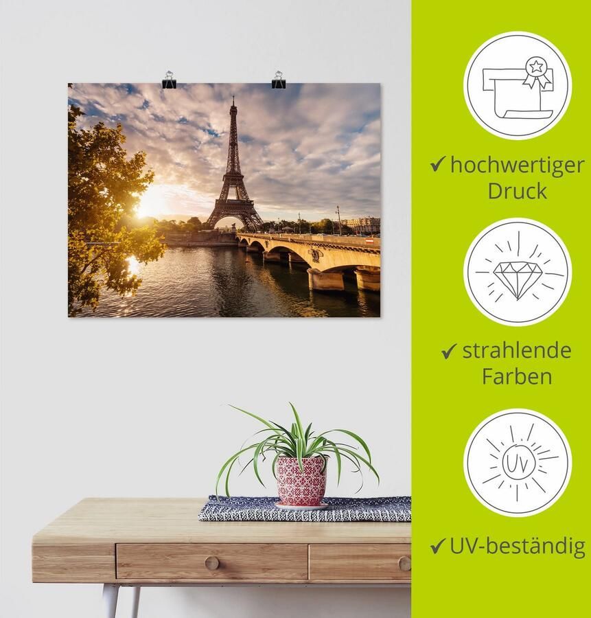 Artland Artprint Parijs Eiffeltoren II als artprint op linnen poster muursticker in verschillende maten - Foto 3