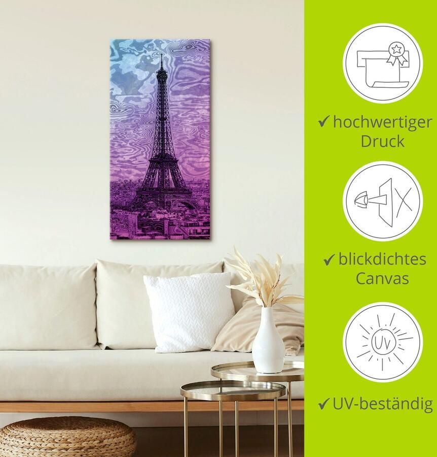Artland Artprint Parijs Eiffeltoren paars blauw als artprint van aluminium artprint voor buiten artprint op linnen in verschillende maten - Foto 2