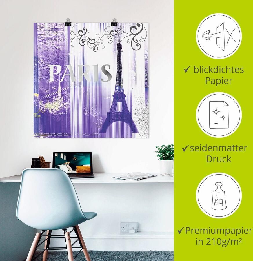 Artland Artprint Parijs Skyline collage II als artprint op linnen poster in verschillende formaten maten - Foto 2