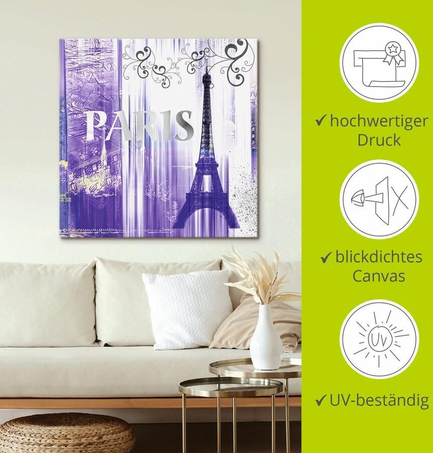 Artland Artprint Parijs Skyline collage II als artprint op linnen poster in verschillende formaten maten - Foto 2