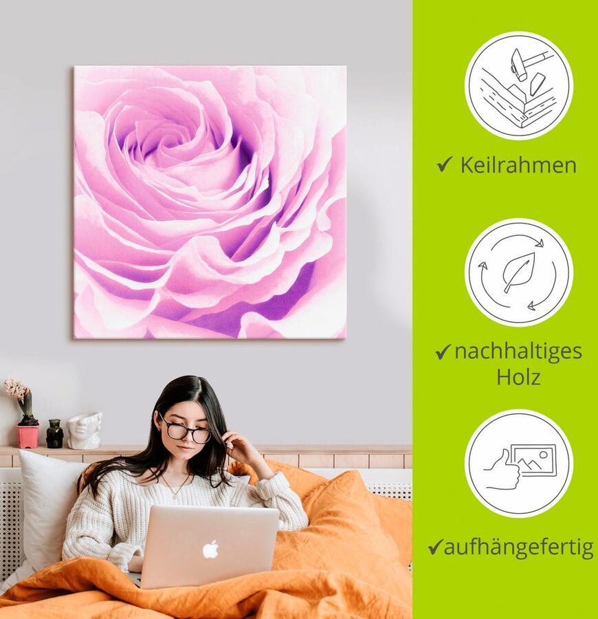 Artland Artprint op linnen Pastel Roos