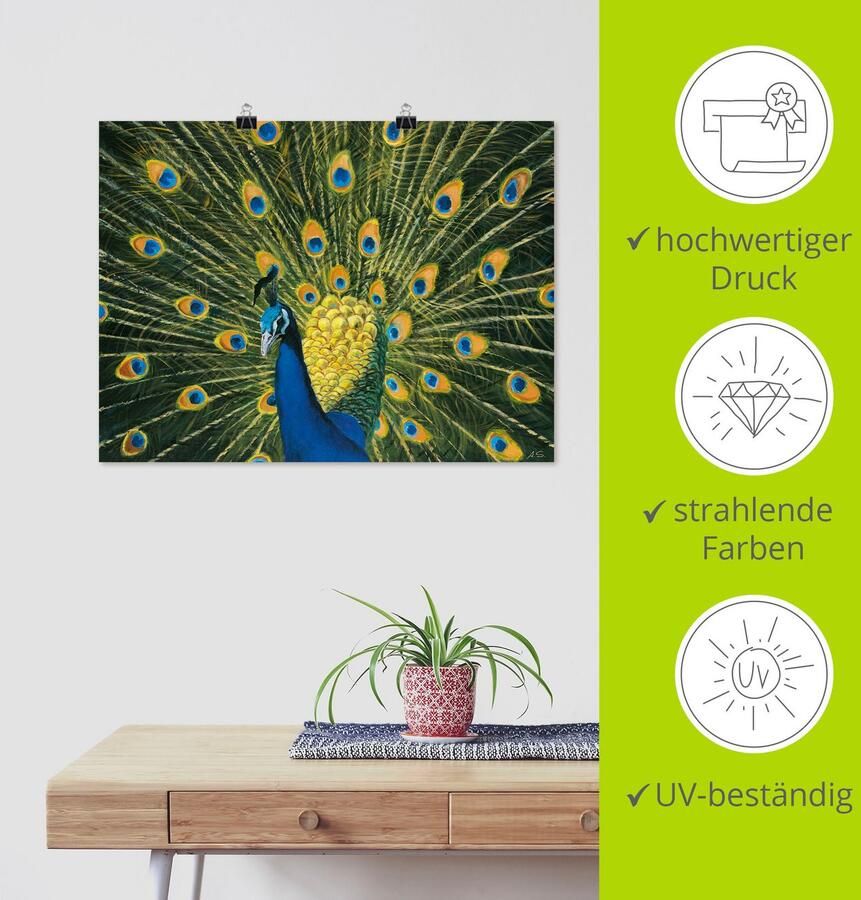 Artland Artprint Pauw als artprint van aluminium artprint voor buiten artprint op linnen poster muursticker - Foto 3