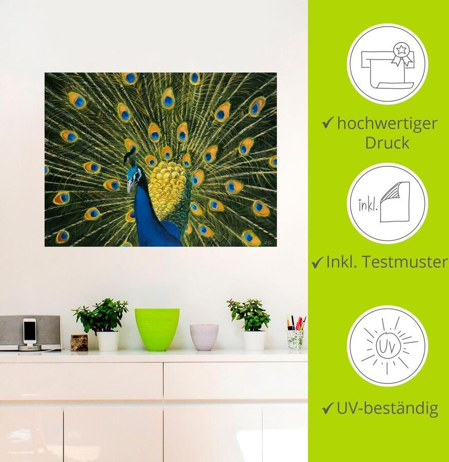 Artland Artprint Pauw als artprint van aluminium artprint voor buiten artprint op linnen poster muursticker - Foto 4