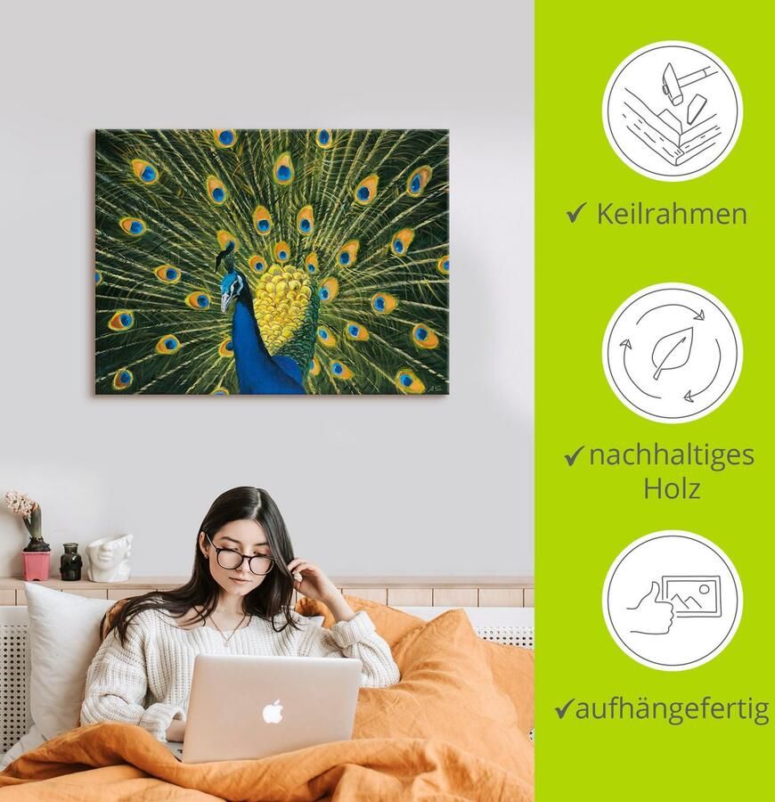 Artland Artprint Pauw als artprint van aluminium artprint voor buiten artprint op linnen poster muursticker - Foto 3