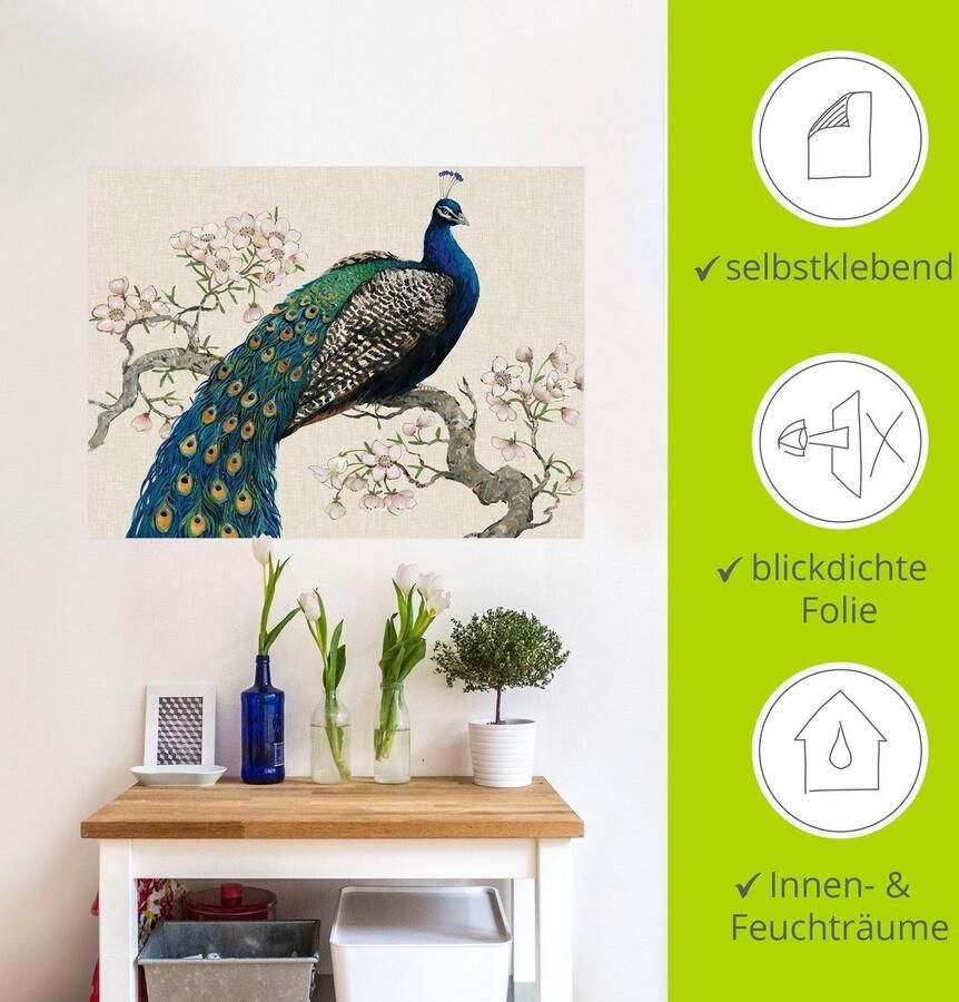 Artland Artprint Pauw & bloemen I als artprint van aluminium artprint voor buiten artprint op linnen poster muursticker - Foto 3