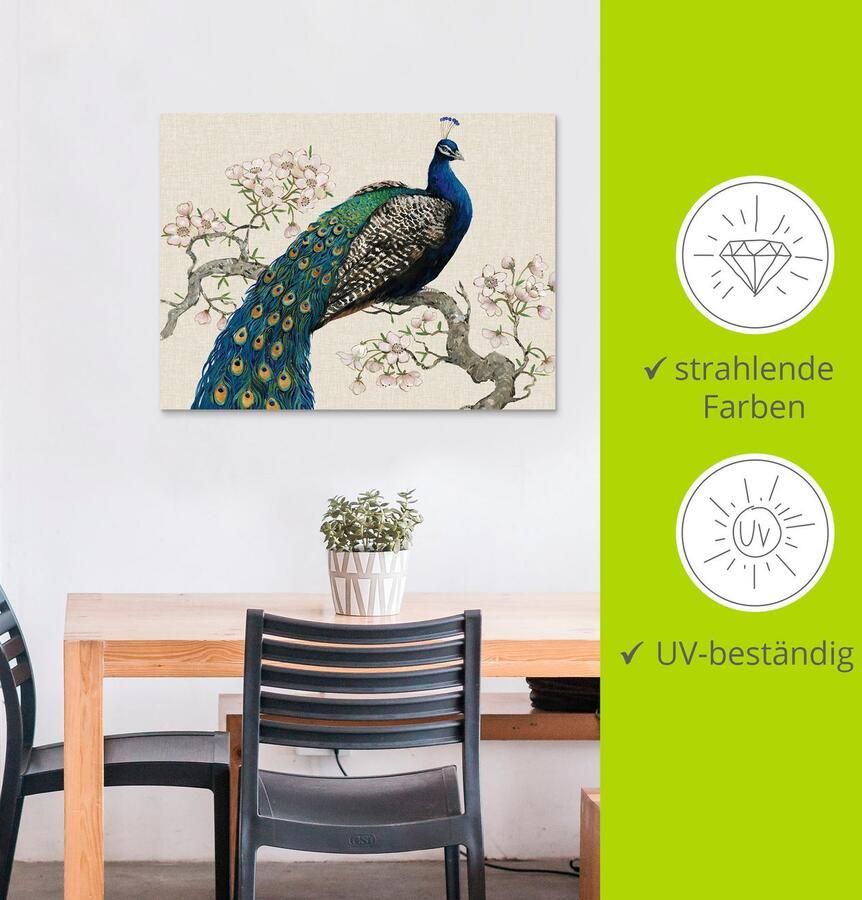 Artland Artprint Pauw & bloemen I als artprint van aluminium artprint voor buiten artprint op linnen poster muursticker - Foto 3