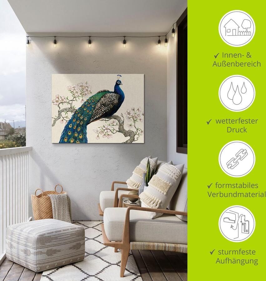 Artland Artprint Pauw & bloemen I als artprint van aluminium artprint voor buiten artprint op linnen poster muursticker - Foto 4