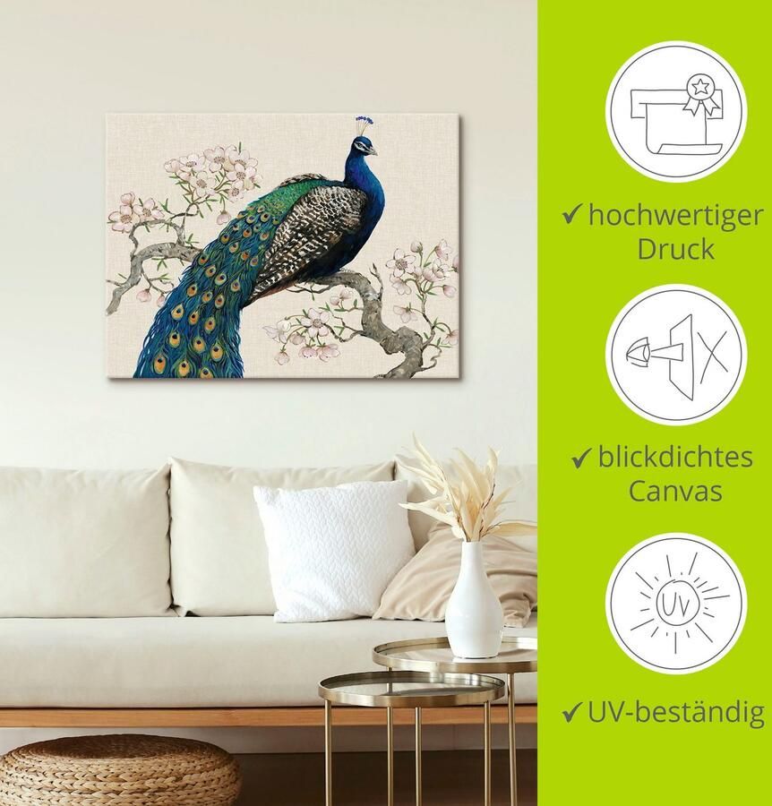 Artland Artprint Pauw & bloemen I als artprint van aluminium artprint voor buiten artprint op linnen poster muursticker - Foto 2