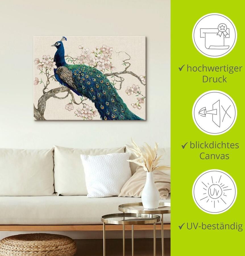 Artland Artprint Pauw & bloemen II als artprint van aluminium artprint voor buiten artprint op linnen poster in verschillende maten. maten - Foto 2