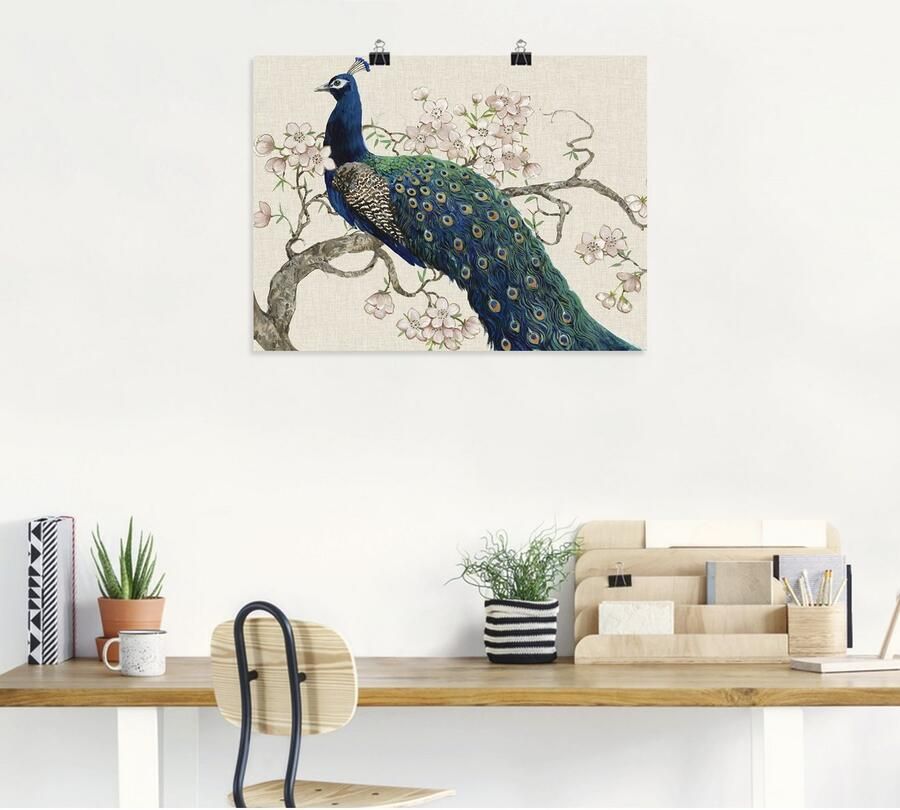 Artland Artprint Pauw & bloemen II als artprint van aluminium artprint voor buiten artprint op linnen poster in verschillende maten. maten - Foto 4