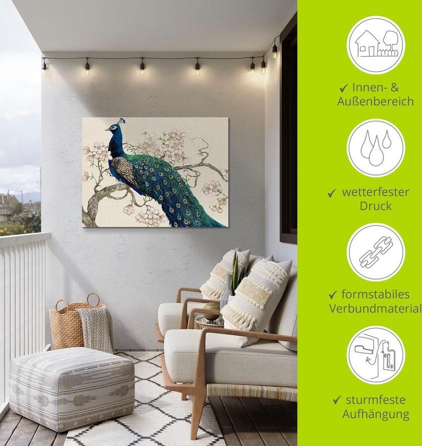 Artland Artprint Pauw & bloemen II als artprint van aluminium artprint voor buiten artprint op linnen poster in verschillende maten. maten - Foto 3