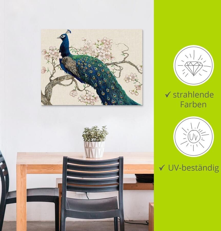 Artland Artprint Pauw & bloemen II als artprint van aluminium artprint voor buiten artprint op linnen poster in verschillende maten. maten - Foto 2