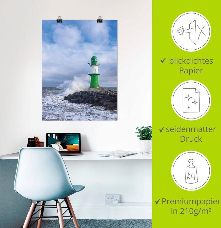 Artland Artprint Pier aan de Oostzeekust in Warnemünde als artprint op linnen poster in verschillende formaten maten - Foto 3