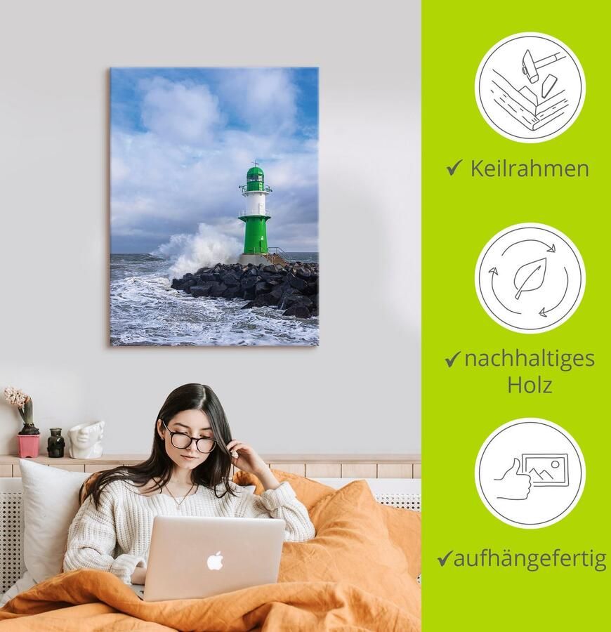 Artland Artprint Pier aan de Oostzeekust in Warnemünde als artprint op linnen poster in verschillende formaten maten - Foto 2