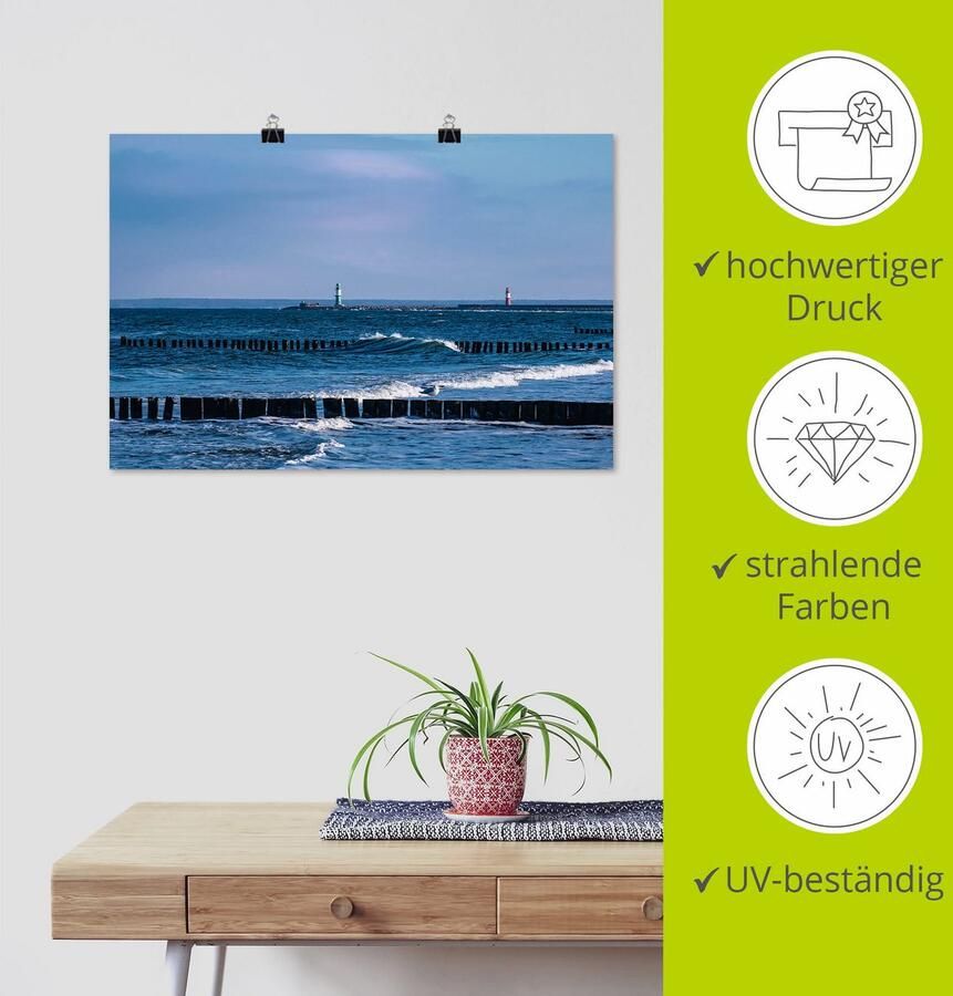 Artland Artprint Pier en kribben in Warnemünde II als artprint op linnen poster in verschillende formaten maten - Foto 3