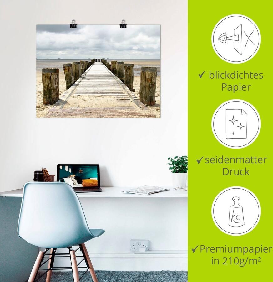 Artland Artprint Pier in Watt als artprint van aluminium artprint voor buiten artprint op linnen poster in verschillende maten. maten - Foto 2