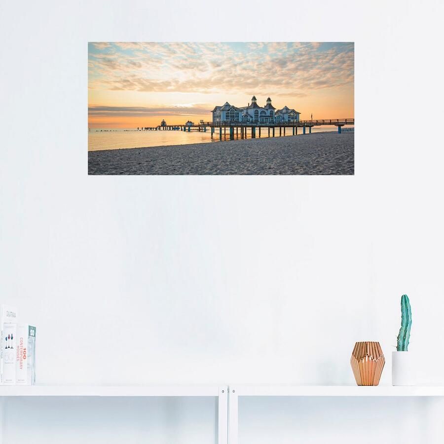 Artland Artprint Pier Sellin bij zonsopkomst als artprint op linnen poster muursticker in verschillende maten