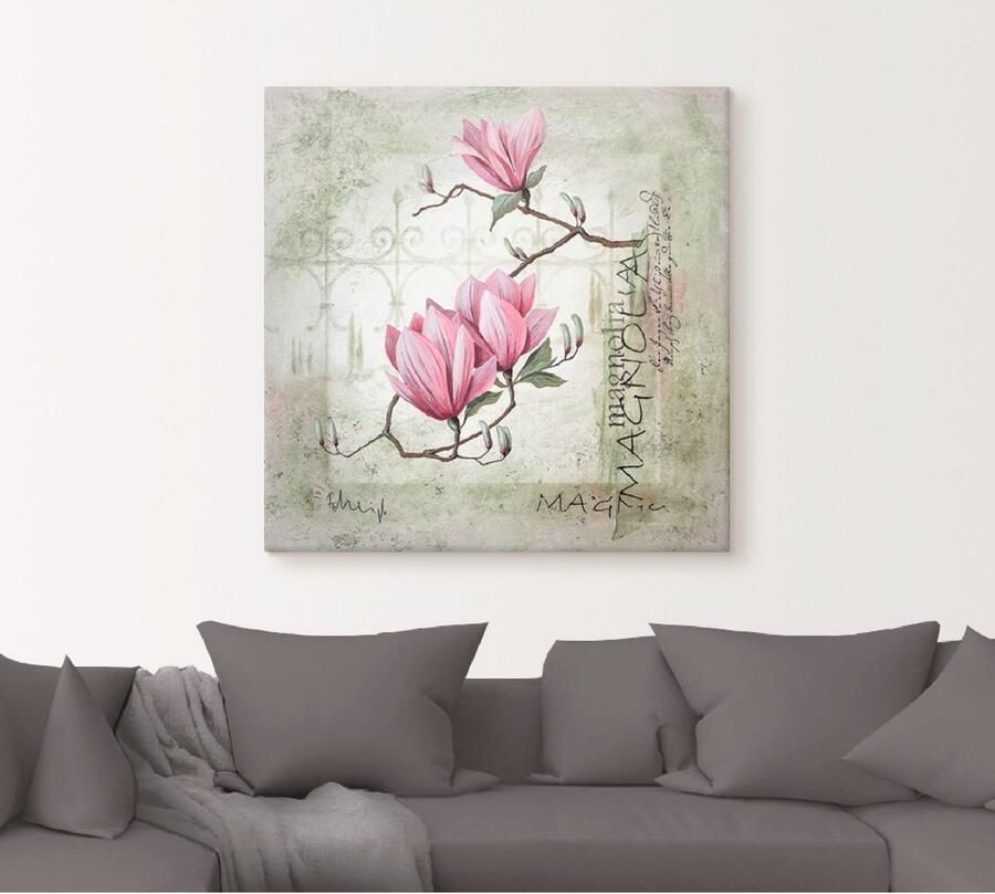 Artland Artprint Pinkkleurige magnolia als artprint op linnen poster muursticker in verschillende maten - Foto 5