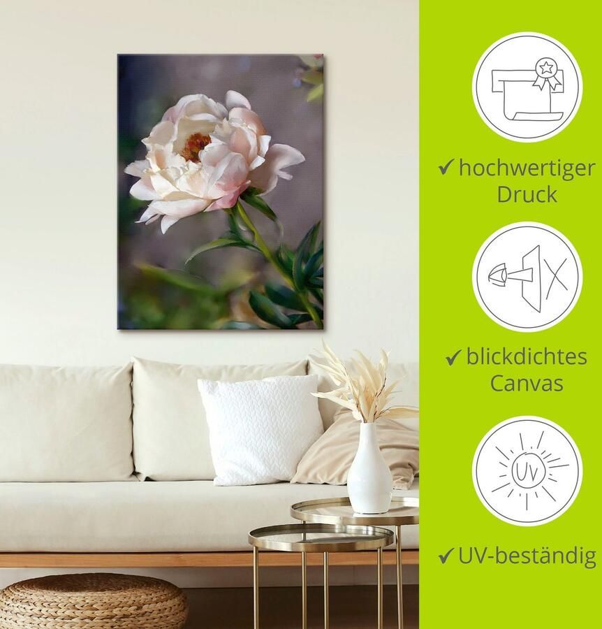 Artland Artprint op linnen Pioenroos vintage - Foto 4