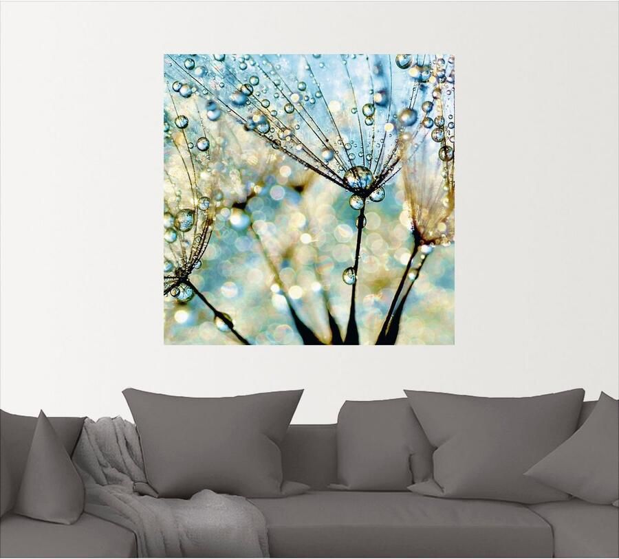 Artland Artprint Pluizenbol blauwe diamanten als artprint van aluminium artprint voor buiten artprint op linnen poster muursticker - Foto 4