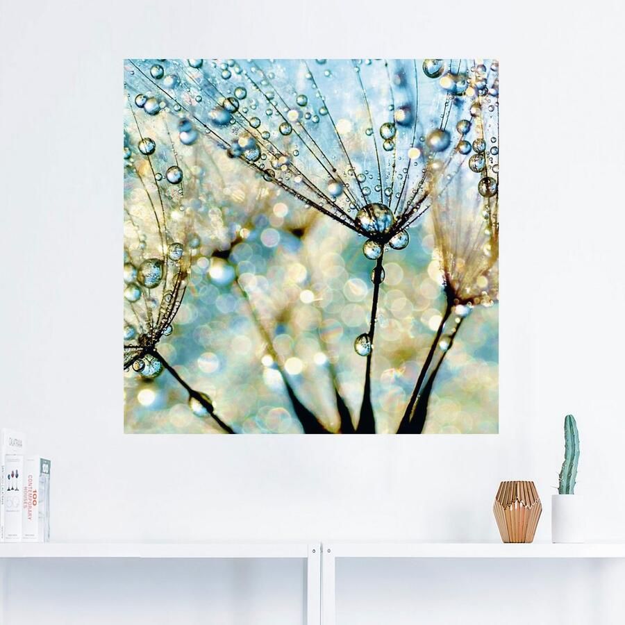 Artland Artprint Pluizenbol blauwe diamanten als artprint van aluminium artprint voor buiten artprint op linnen poster muursticker