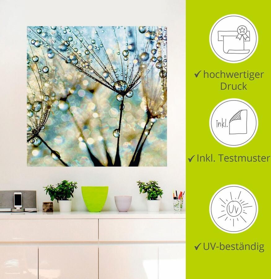 Artland Artprint Pluizenbol blauwe diamanten als artprint van aluminium artprint voor buiten artprint op linnen poster muursticker - Foto 2