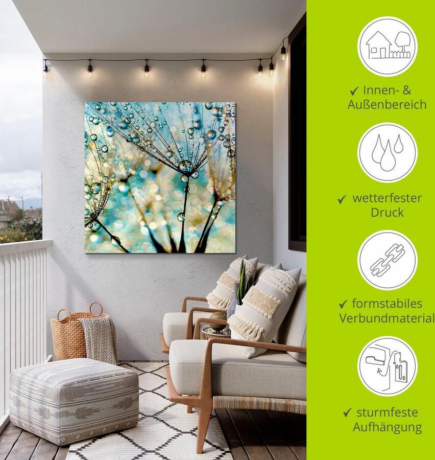 Artland Artprint Pluizenbol blauwe diamanten als artprint van aluminium artprint voor buiten artprint op linnen poster muursticker - Foto 4