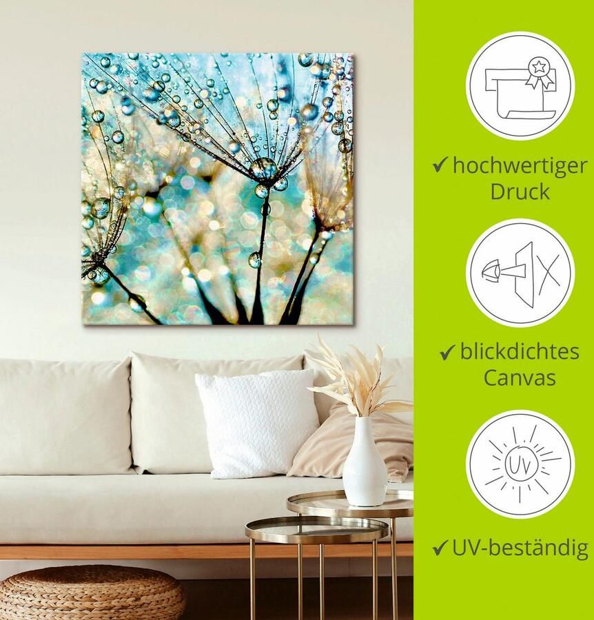 Artland Artprint Pluizenbol blauwe diamanten als artprint van aluminium artprint voor buiten artprint op linnen poster muursticker - Foto 4