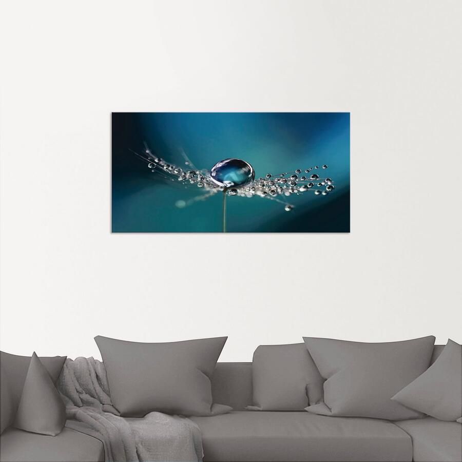 Artland Artprint Pluizenbol dauwdruppel blauw als artprint van aluminium artprint voor buiten artprint op linnen in verschillende maten - Foto 2