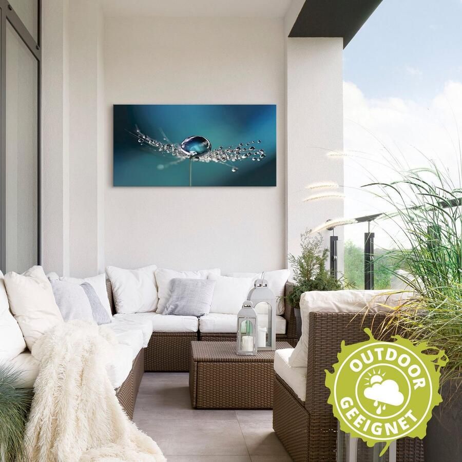 Artland Artprint Pluizenbol dauwdruppel blauw als artprint van aluminium artprint voor buiten artprint op linnen in verschillende maten - Foto 3