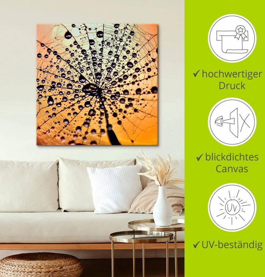 Artland Artprint Pluizenbol druppelvanger als artprint op linnen muursticker in verschillende maten - Foto 2