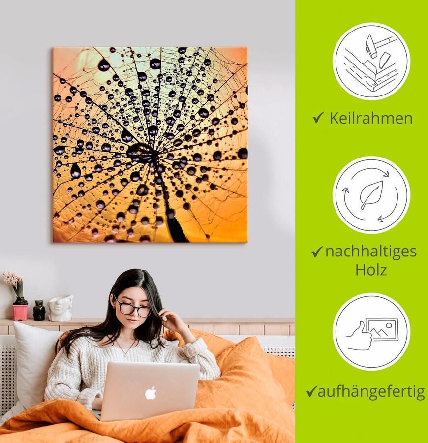 Artland Artprint Pluizenbol druppelvanger als artprint op linnen muursticker in verschillende maten