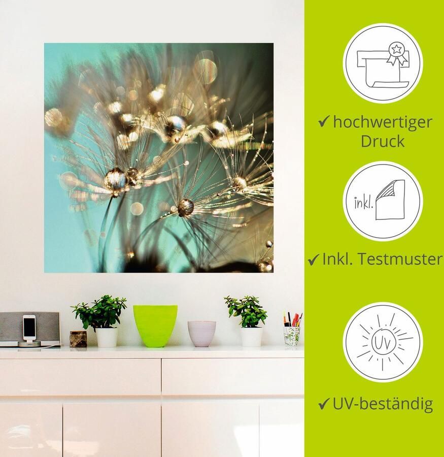 Artland Artprint Pluizenbol glanzend goudkleur als artprint van aluminium artprint voor buiten artprint op linnen poster muursticker - Foto 2