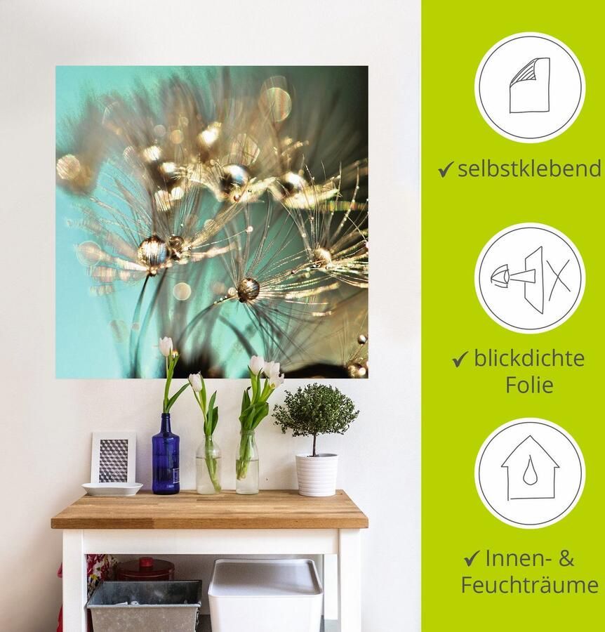 Artland Artprint Pluizenbol glanzend goudkleur als artprint van aluminium artprint voor buiten artprint op linnen poster muursticker - Foto 3