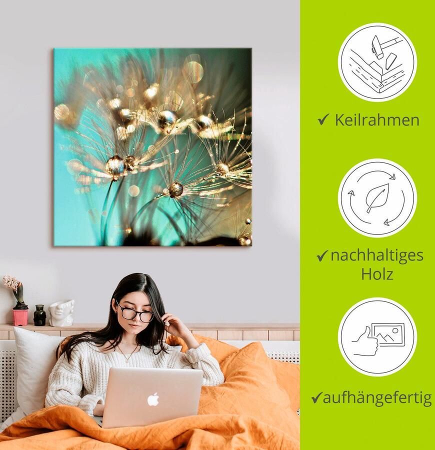 Artland Artprint Pluizenbol glanzend goudkleur als artprint van aluminium artprint voor buiten artprint op linnen poster muursticker - Foto 2