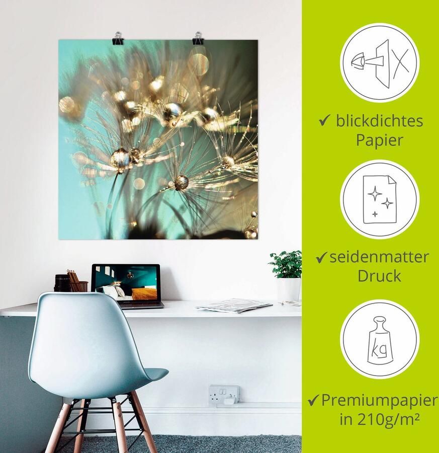 Artland Artprint Pluizenbol glanzend goudkleur als artprint van aluminium artprint voor buiten artprint op linnen poster muursticker - Foto 3