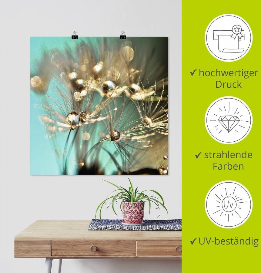 Artland Artprint Pluizenbol glanzend goudkleur als artprint van aluminium artprint voor buiten artprint op linnen poster muursticker - Foto 4