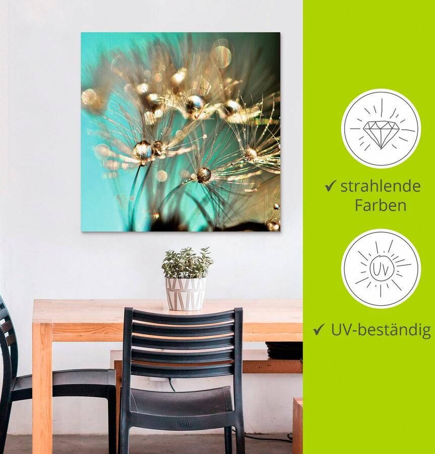 Artland Artprint Pluizenbol glanzend goudkleur als artprint van aluminium artprint voor buiten artprint op linnen poster muursticker - Foto 2