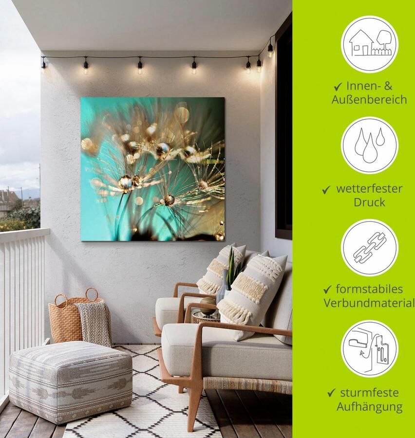 Artland Artprint Pluizenbol glanzend goudkleur als artprint van aluminium artprint voor buiten artprint op linnen poster muursticker - Foto 3