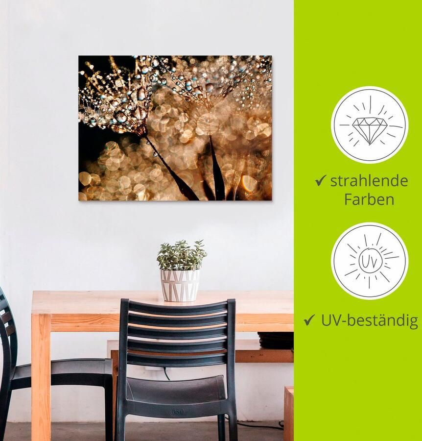 Artland Artprint Pluizenbol goudgloed als artprint van aluminium artprint voor buiten artprint op linnen poster muursticker - Foto 3