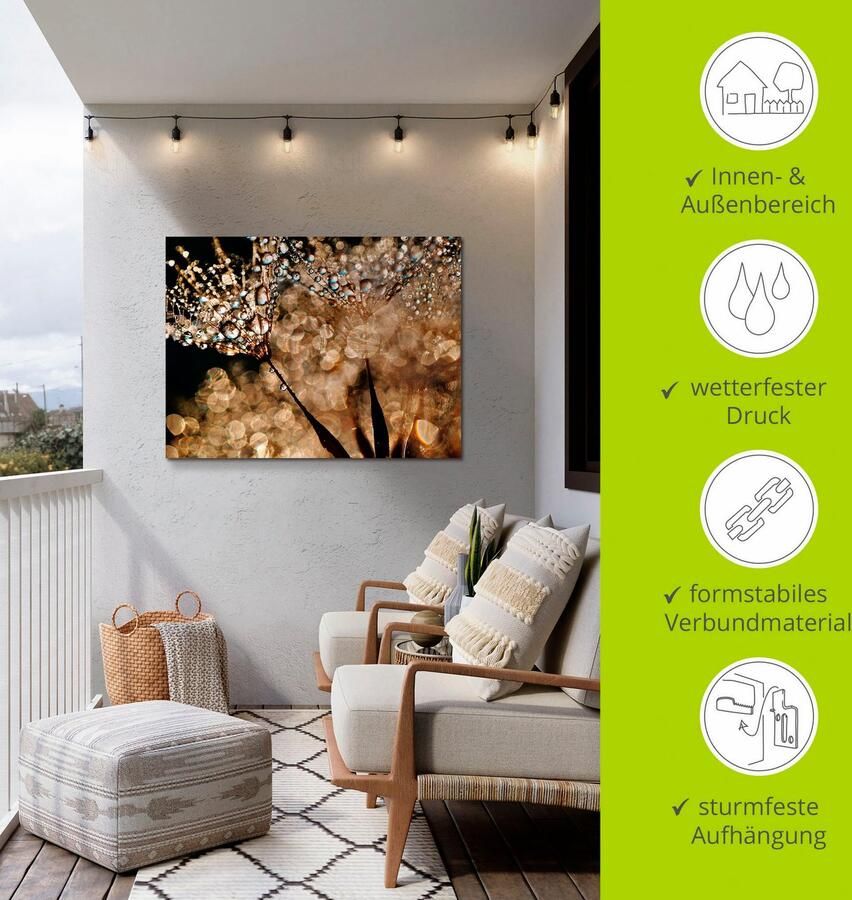 Artland Artprint Pluizenbol goudgloed als artprint van aluminium artprint voor buiten artprint op linnen poster muursticker - Foto 4