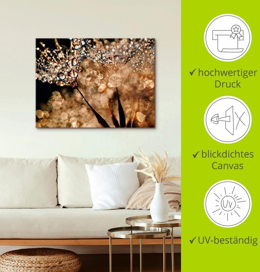 Artland Artprint Pluizenbol goudgloed als artprint van aluminium artprint voor buiten artprint op linnen poster muursticker - Foto 3