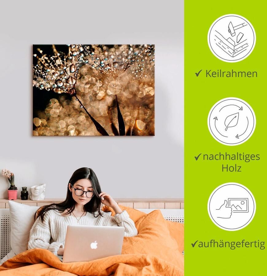 Artland Artprint Pluizenbol goudgloed als artprint van aluminium artprint voor buiten artprint op linnen poster muursticker - Foto 2