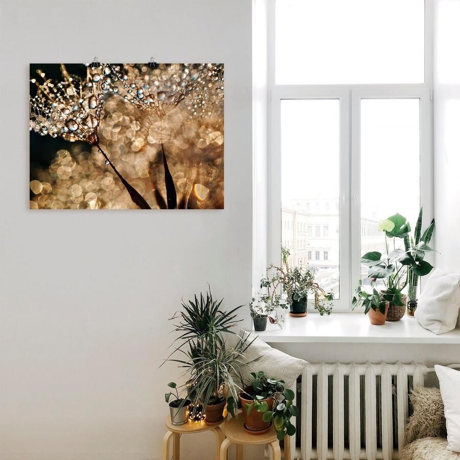 Artland Artprint Pluizenbol goudgloed als artprint van aluminium artprint voor buiten artprint op linnen poster muursticker - Foto 2