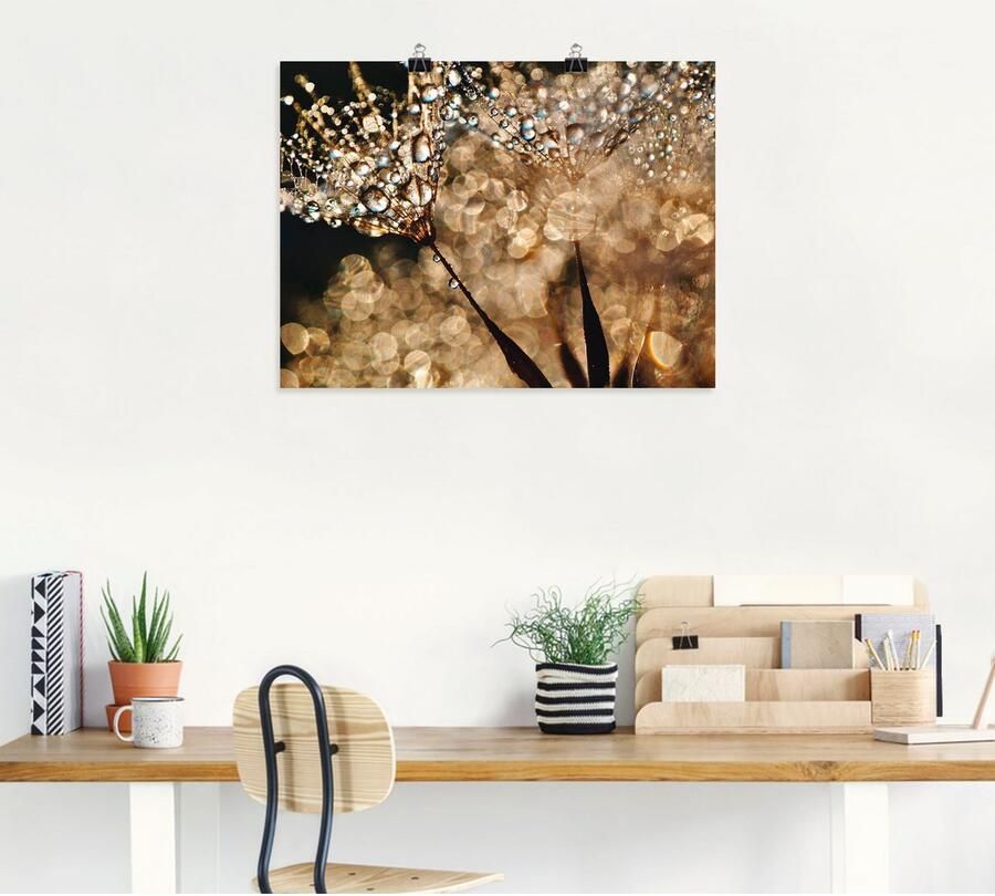 Artland Artprint Pluizenbol goudgloed als artprint van aluminium artprint voor buiten artprint op linnen poster muursticker - Foto 5