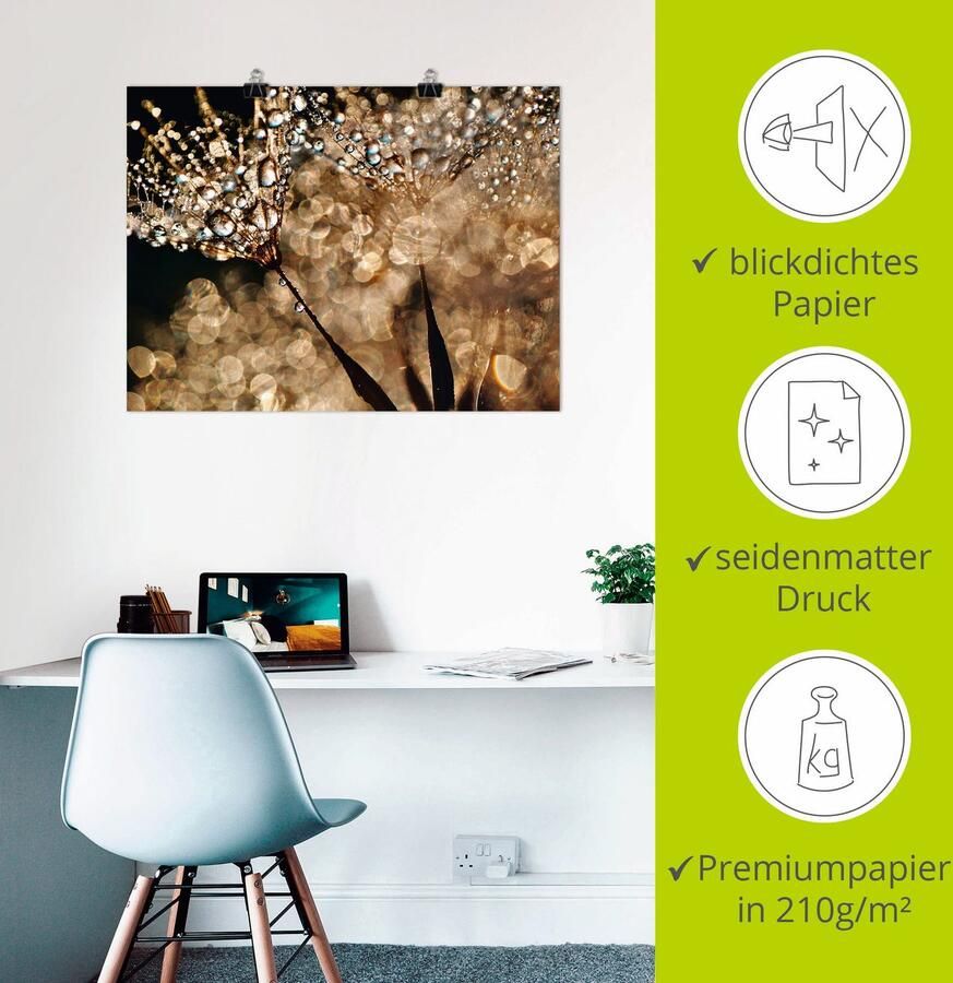 Artland Artprint Pluizenbol goudgloed als artprint van aluminium artprint voor buiten artprint op linnen poster muursticker - Foto 3