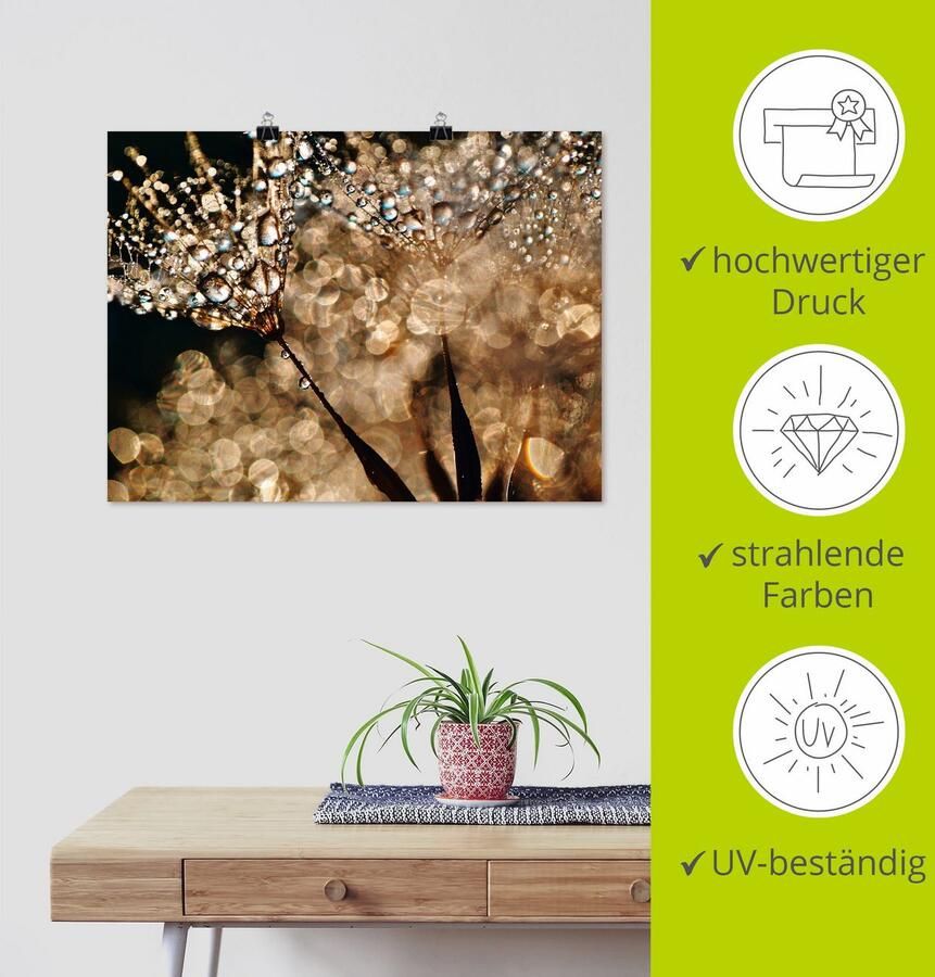 Artland Artprint Pluizenbol goudgloed als artprint van aluminium artprint voor buiten artprint op linnen poster muursticker - Foto 4