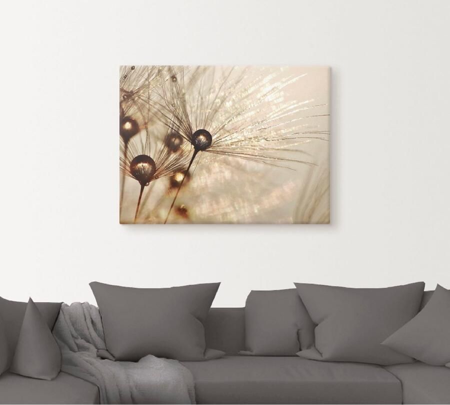 Artland Artprint Pluizenbol goudkleurige druppels als artprint van aluminium artprint voor buiten artprint op linnen poster muursticker - Foto 5